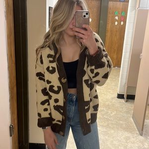 Cheetah print button down cardigan!